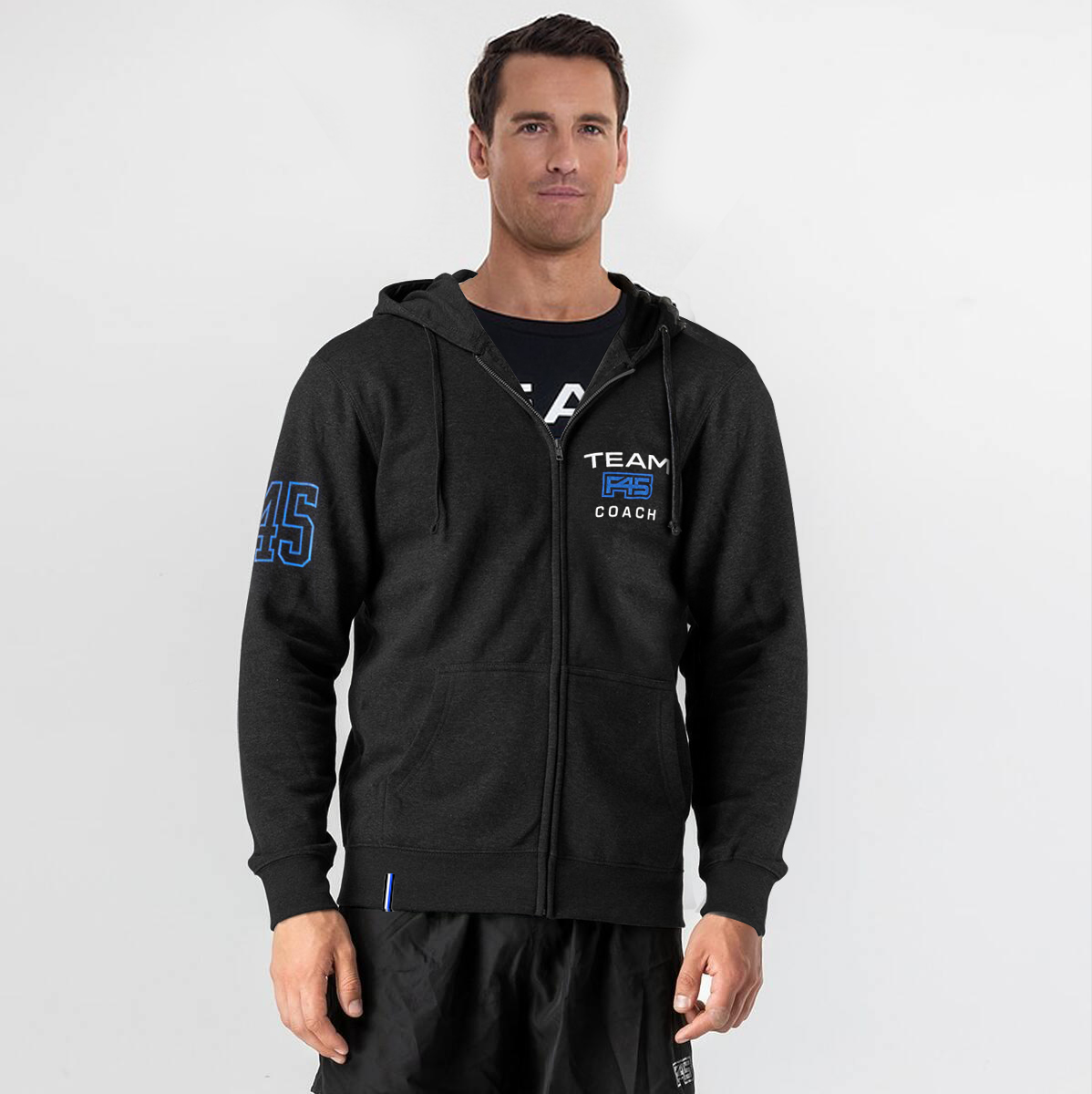 Mens Black uniform zippered hoodie